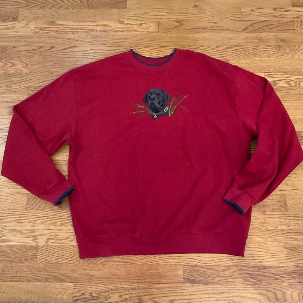 M&C - Vintage Sport Men/Women Crimson Red Black LabHunting Dog Sweatshirt XL